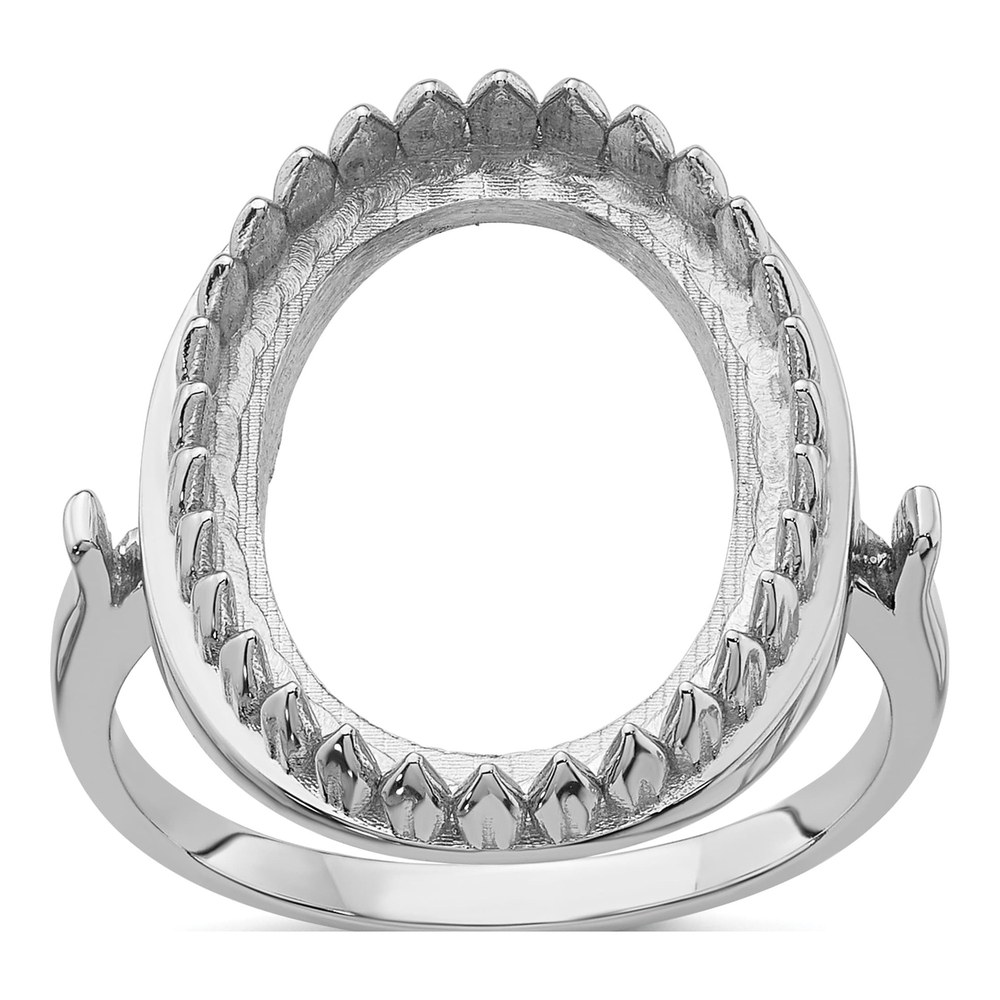 14K White Gold Oval Ring Mounting