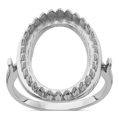 14K White Gold Oval Ring Mounting