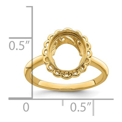 14K Yellow Gold Oval Ring Mounting – view 6