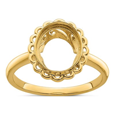 14K Yellow Gold Oval Ring Mounting