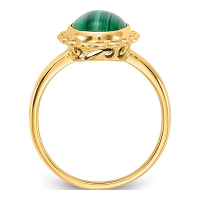 14K Yellow Gold Malachite Cabochon Ring – view 2