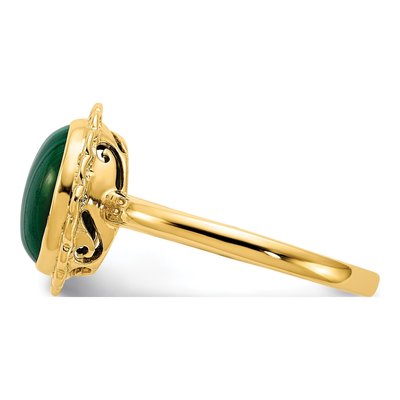 14K Yellow Gold Malachite Cabochon Ring – view 3