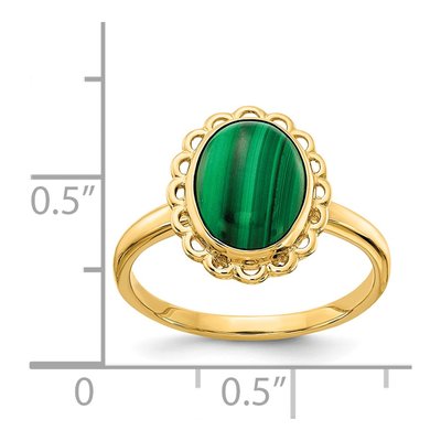 14K Yellow Gold Malachite Cabochon Ring – view 4