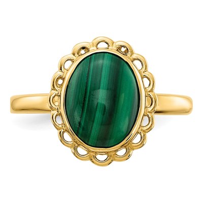 14K Yellow Gold Malachite Cabochon Ring – view 5