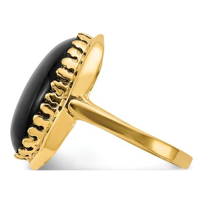 14K Yellow Gold Onyx Oval Ring – view 3