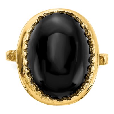 14K Yellow Gold Onyx Oval Ring – view 5