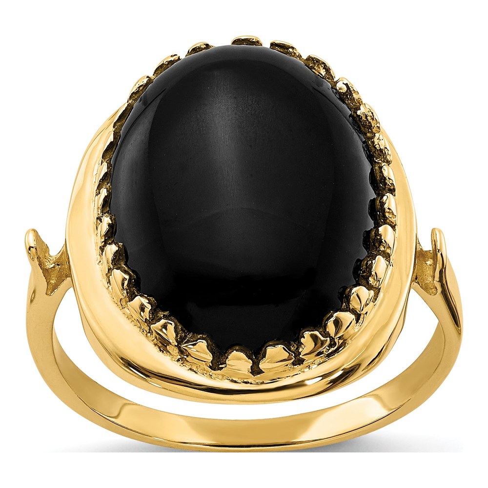 14K Yellow Gold Onyx Oval Ring