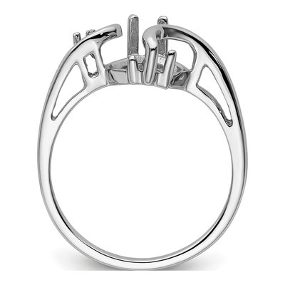 14K White Gold Holds Round Marquise Ring Mounting – view 3