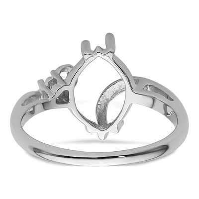 14K White Gold Holds Round Marquise Ring Mounting – view 4