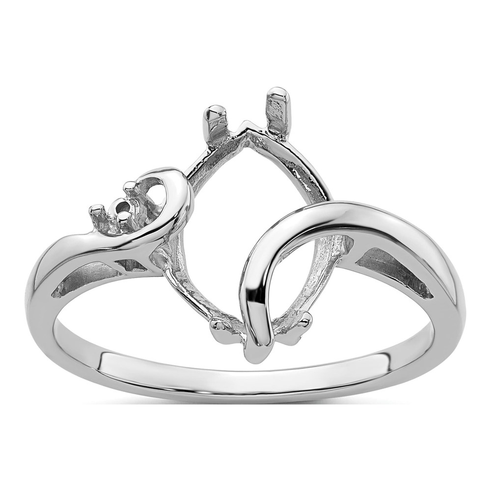 14K White Gold Holds Round Marquise Ring Mounting