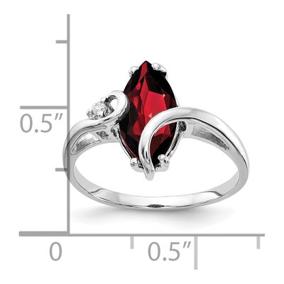 14K White Gold Garnet & Diamond Marquise Ring – view 3