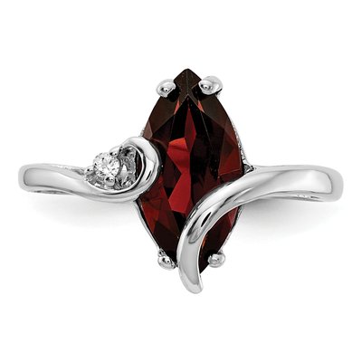 14K White Gold Garnet & Diamond Marquise Ring – view 5