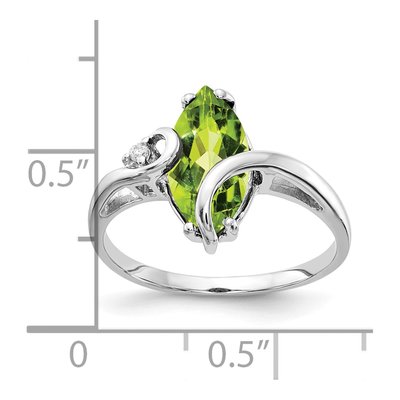 14K White Gold Peridot & Diamond Marquise Ring – view 2