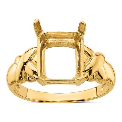 14K Yellow Gold Emerald-Cut Ring Mounting