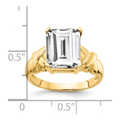 14K Yellow Gold CZ Emerald-Cut Engagement Ring – view 2