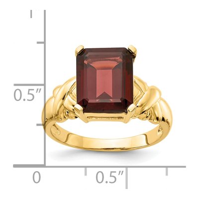 14K Yellow Gold Garnet Emerald-Cut Ring – view 3