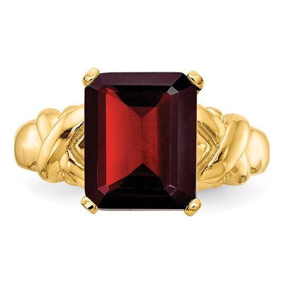 14K Yellow Gold Garnet Emerald-Cut Ring – view 5