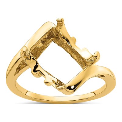 14K Yellow Gold Emerald-Cut Ring Mounting