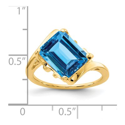 14K Yellow Gold Swiss Blue Topaz Emerald-Cut Ring – view 2