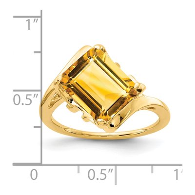 14K Yellow Gold Citrine Emerald-Cut Ring – view 2