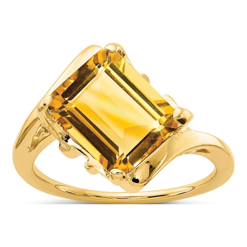 14K Yellow Gold Emerald-Cut Citrine Ring