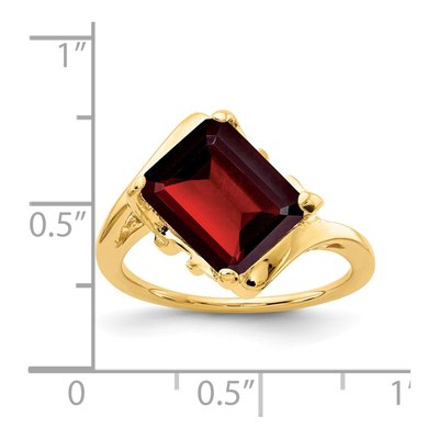 14K Yellow Gold Garnet Emerald-Cut Ring – view 2