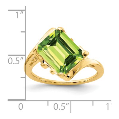 14K Yellow Gold Peridot Emerald-Cut Ring – view 2