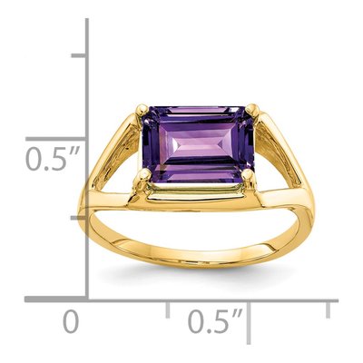 14K Yellow Gold Amethyst Emerald-Cut East-West Ring – view 2