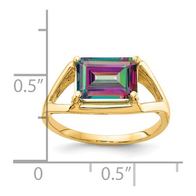 14K Yellow Gold Mystic Fire Topaz East-West Ring – view 2