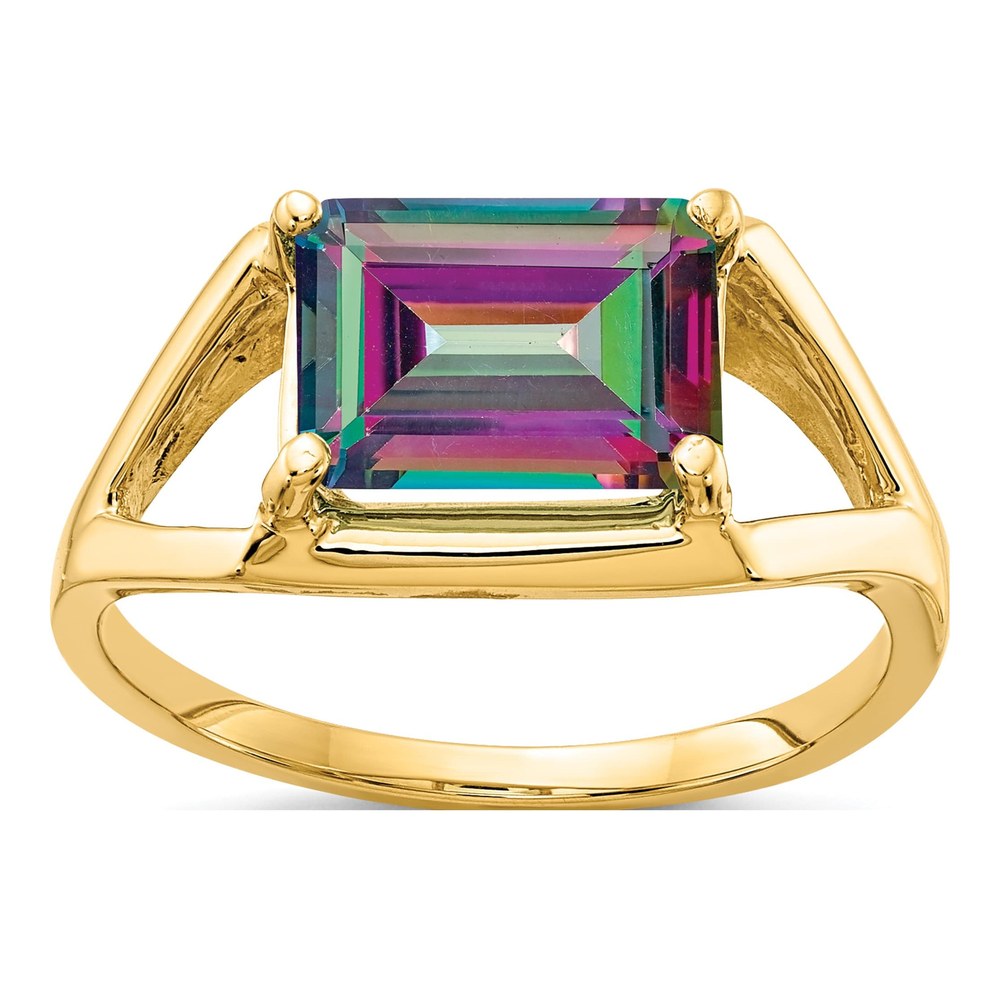 14K Yellow Gold Mystic Fire Topaz East-West Ring