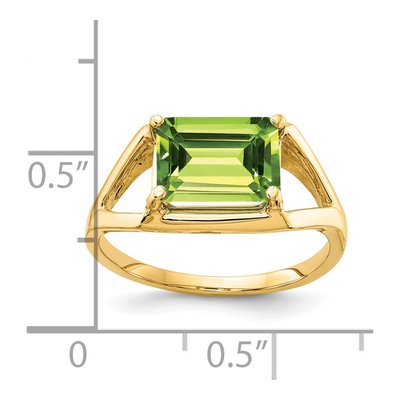 14K Yellow Gold Peridot Emerald-Cut Ring – view 2