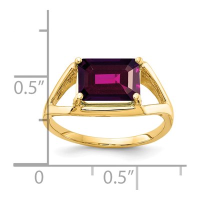 14K Yellow Gold Rhodolite Garnet East-West Ring – view 2