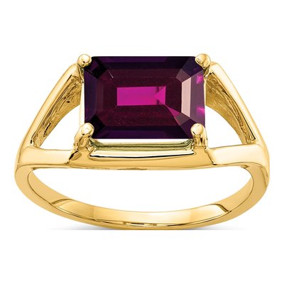 14K Yellow Gold Rhodolite Garnet East-West Ring