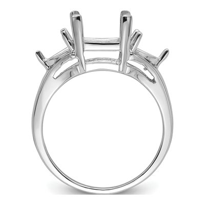 14K White Gold Emerald Trillion Ring Mounting – view 3