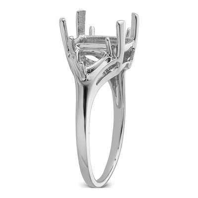 14K White Gold Emerald Trillion Ring Mounting – view 5