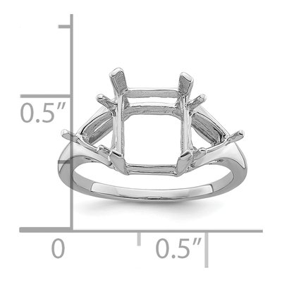 14K White Gold Emerald Trillion Ring Mounting – view 6