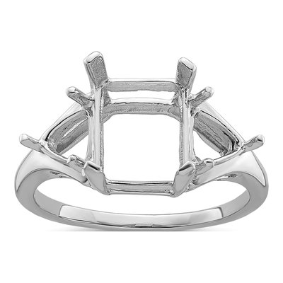 14K White Gold Emerald Trillion Ring Mounting