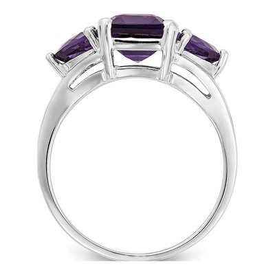 14K White Gold Amethyst 3-Stone Ring – view 2