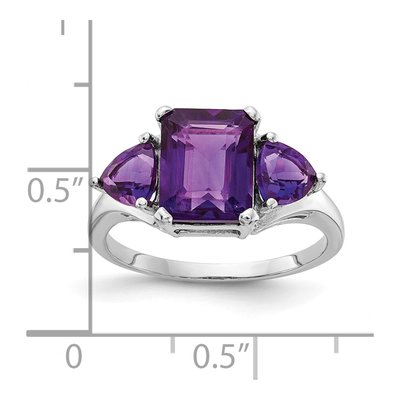 14K White Gold Amethyst 3-Stone Ring – view 3