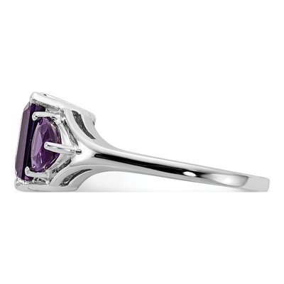 14K White Gold Amethyst 3-Stone Ring – view 4