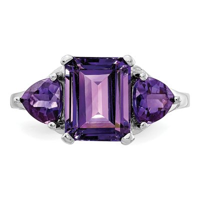 14K White Gold Amethyst 3-Stone Ring – view 5