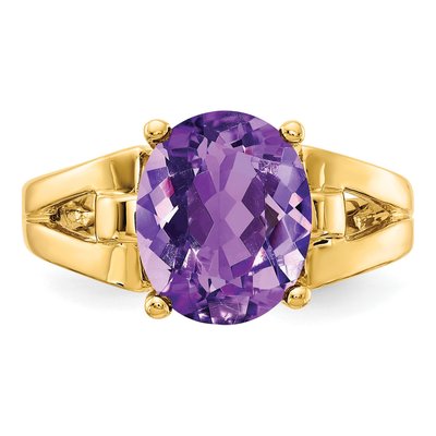 14K Yellow Gold Oval Amethyst Ring Mounting – view 4