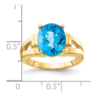 14K Yellow Gold Swiss Blue Topaz Oval Ring – view 2