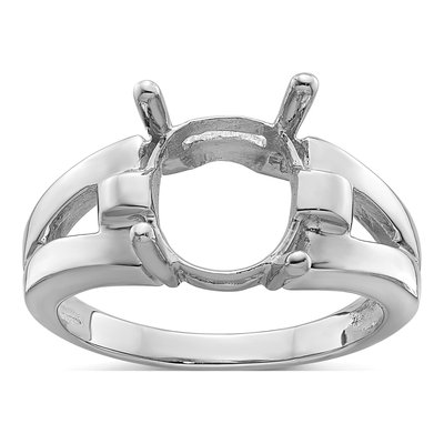 14K White Gold Oval Ring Mounting