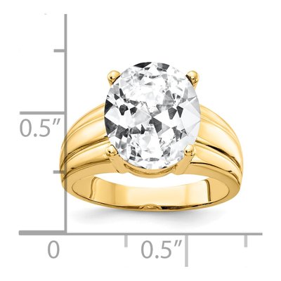 14K Yellow Gold CZ Oval Ring – view 2