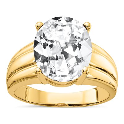 14K Yellow Gold CZ Oval Ring