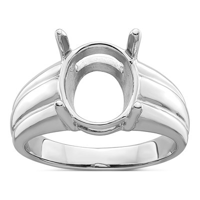 14K White Gold Oval Ring Mounting