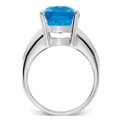 14K White Gold Swiss Blue Topaz Oval Ring – view 2