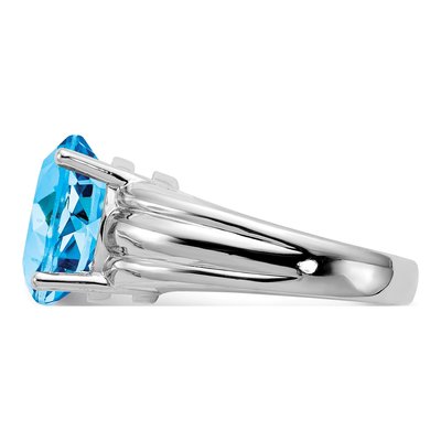 14K White Gold Swiss Blue Topaz Oval Ring – view 3