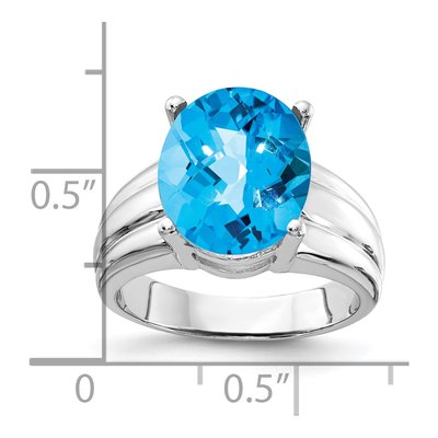 14K White Gold Swiss Blue Topaz Oval Ring – view 5